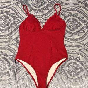 Cupshe Red Scalloped One Piece Swimsuit